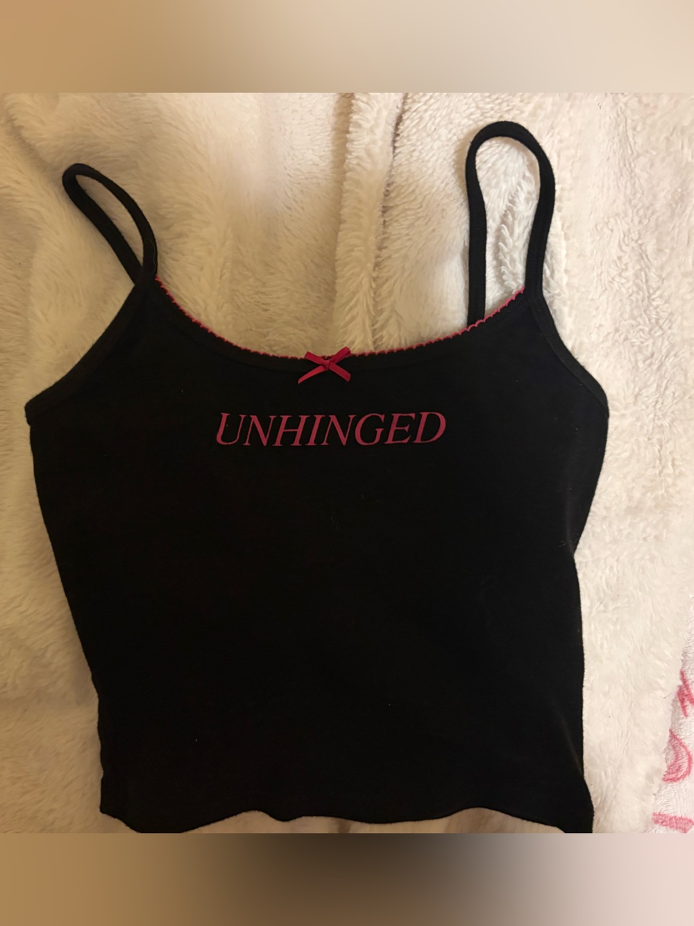 Garage Black Tank Top with Pink writing